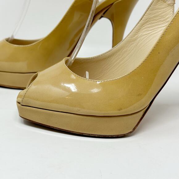 Jimmy Choo Nova Patent Leather Slingback Peep Toe Heels - Picture 8 of 12